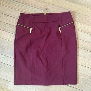 Michael Kors Burgundy Zip Detail Pencil Skirt - Size 6